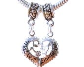 Mother Daughter Breakaway Sterling Silver Dangle Charm Bead Set Fits European Bead Bracelets