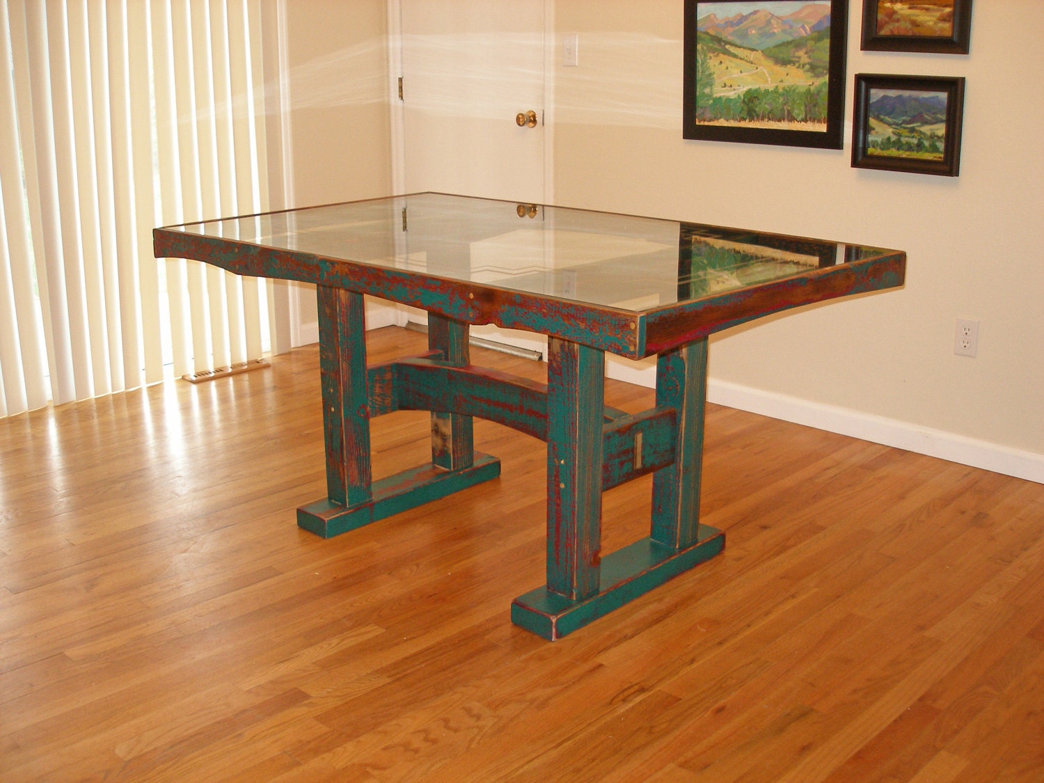 Dining Table - Reclaimed Barnwood with Glass