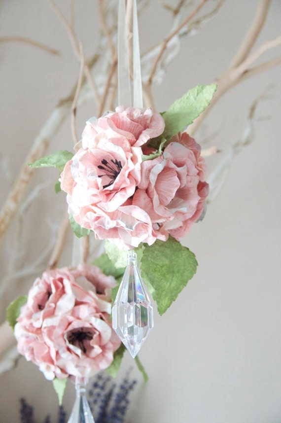 Round paper flower ornament, Paper decoration, wildflower scented as seen in UK Brides magazine Aug/September 2012