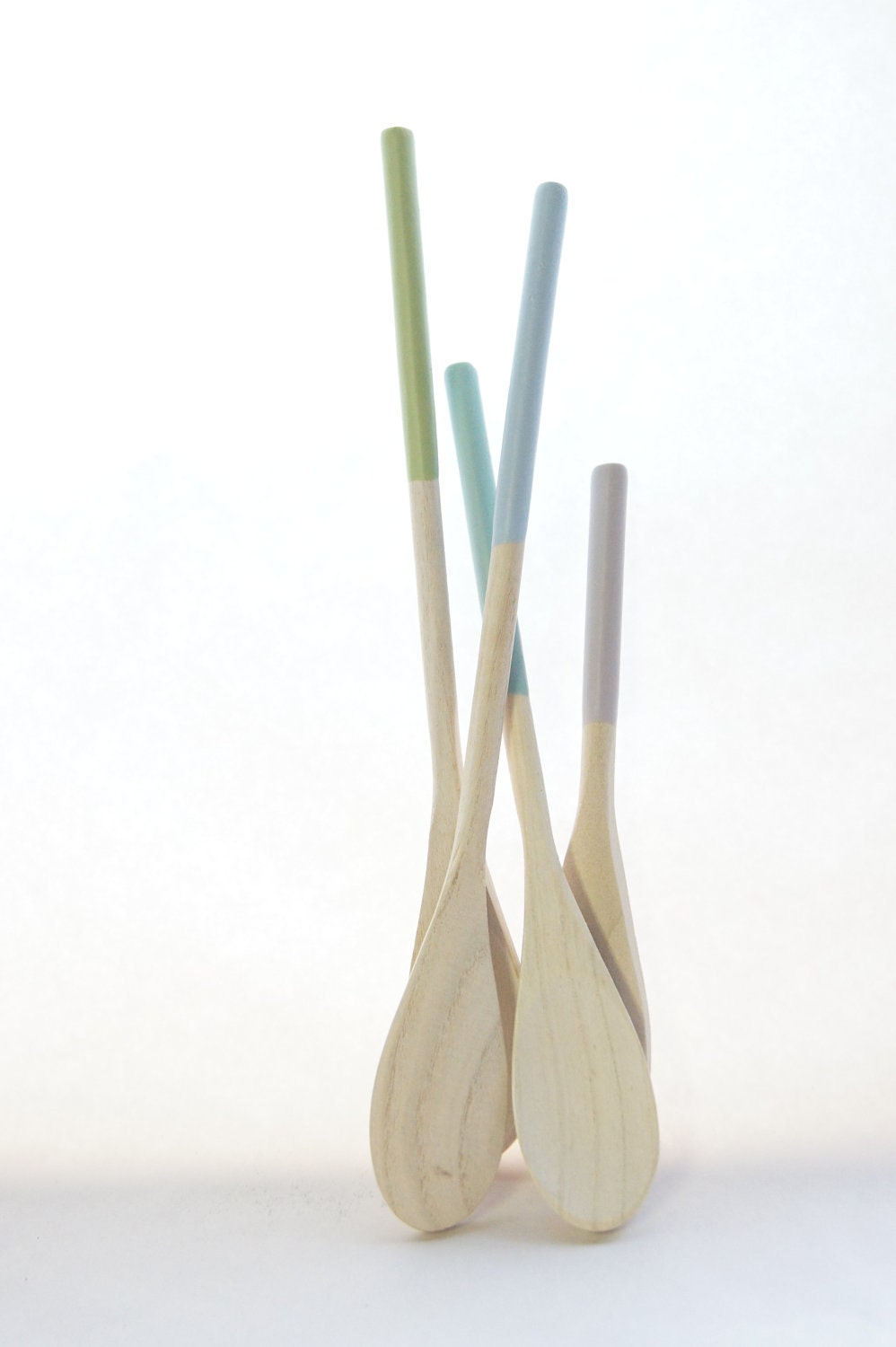 Wooden Spoons Set of 4, Sky Blue, Green, Teal and Lavendar Mothers Day Gift