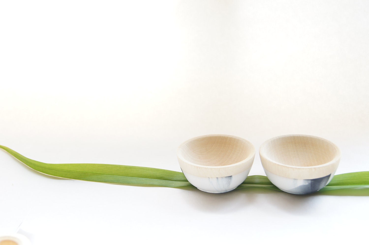 Wooden Mini Bowl Set of Two: Black and White Swirl