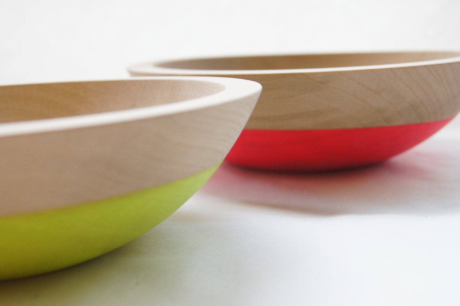 Wooden Salad Bowl, 7" Set of 2, Neon Pink, Neon Yellow, Salad Bowl, Modern Wedding Gift