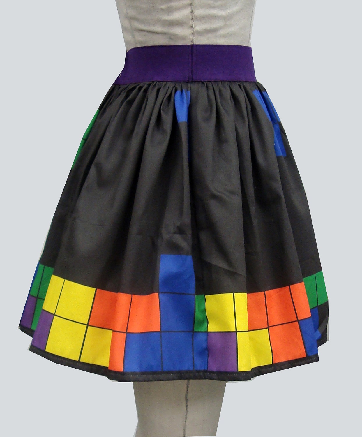 Retro Video Game Border Print Full Skirt