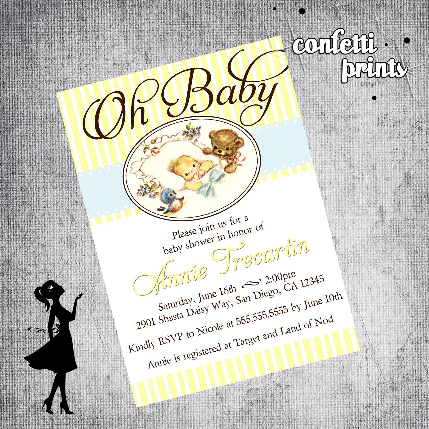 Vintage Baby Shower Invitation - OH BABY Printable Il_170x135