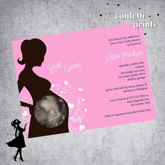 Baby Shower Invitation / Ultrasound Photo Card - LOVE GROWS Printable Il_570xn