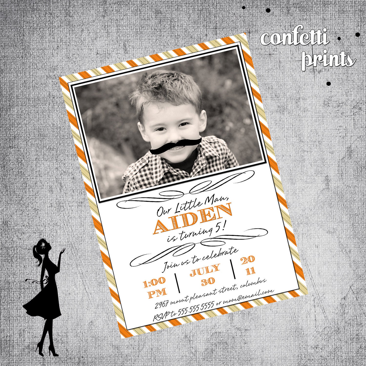 Birthday Invitation / Photo Card - LITTLE MAN Printable Il_570xn
