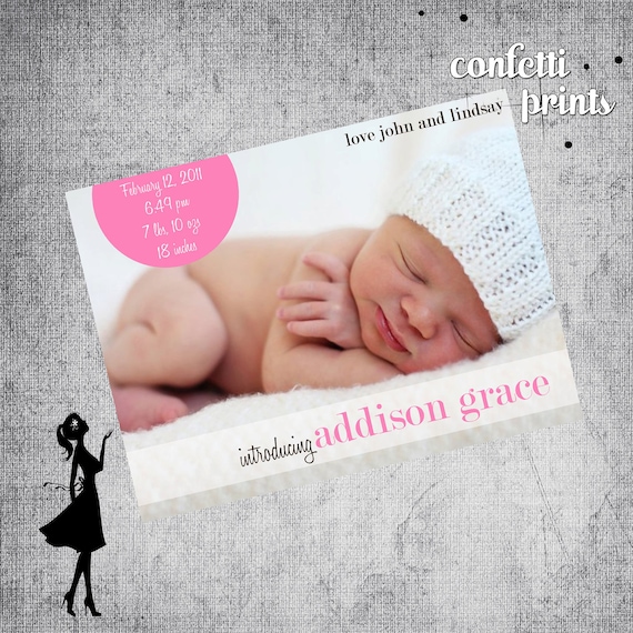 Photo Birth Announcement - MODERN Printable Il_570xn