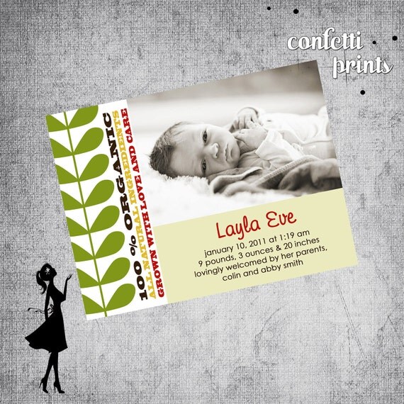 Photo Birth Announcement - 100% ORGANIC Printable Il_570xn
