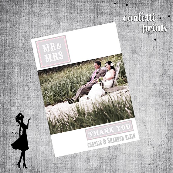 Wedding Thank You Card / Photo Card - MR AND MRS Printable Il_570xn