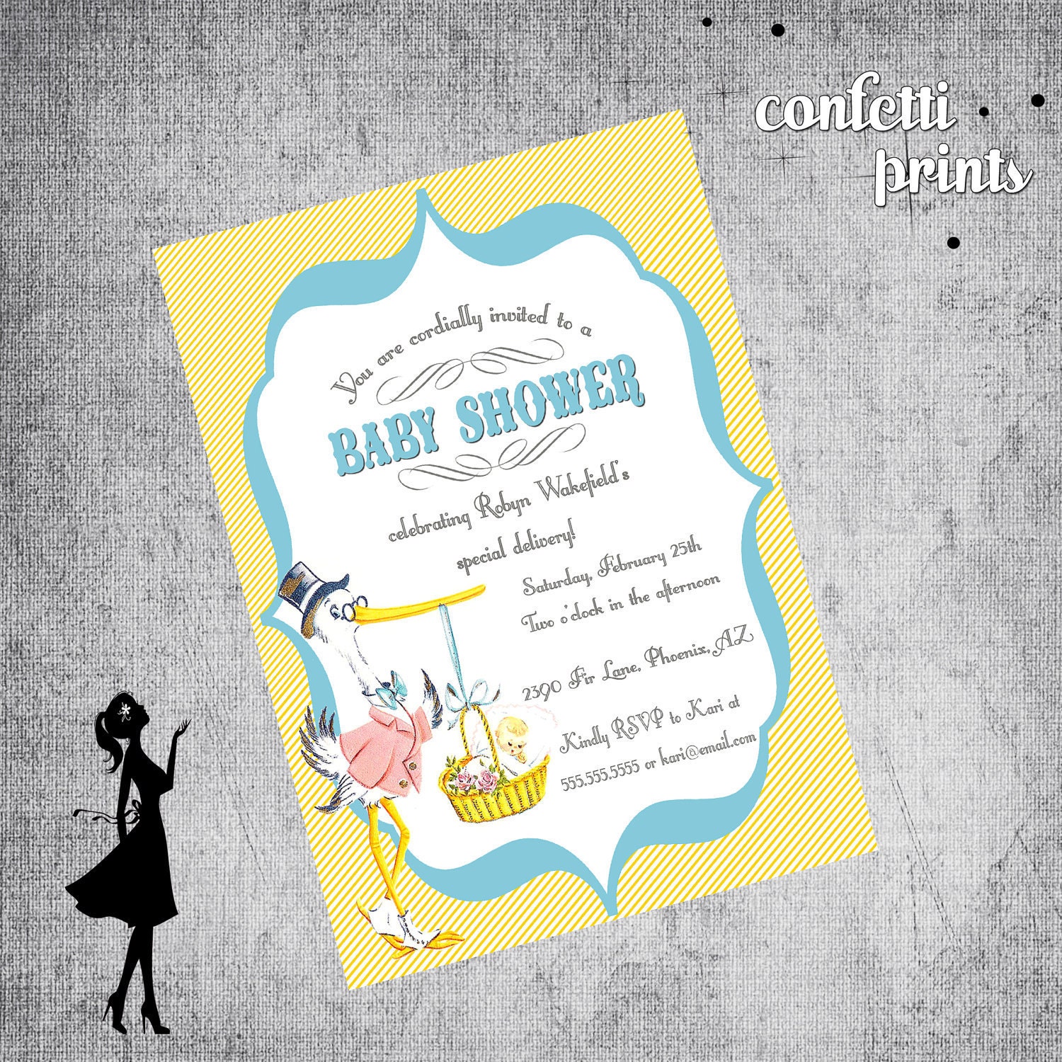 Vintage Baby Shower Invitation - SPECIAL DELIVERY Printable Il_570xn