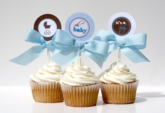 Baby Shower Cupcake Toppers - BOY OH BOY Printable