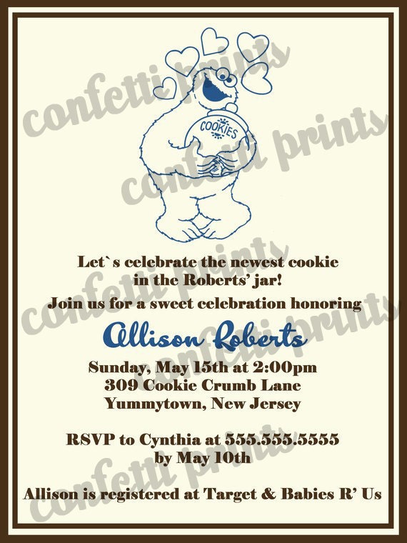 Baby Shower Invitation - COOKIE MONSTER Printable