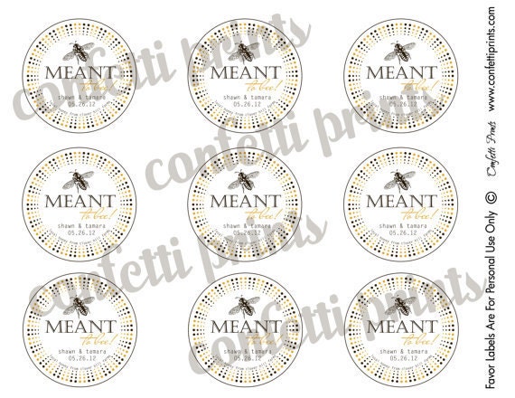 Wedding Honey Favor Label / Tag - MEANT TO BEE Printable