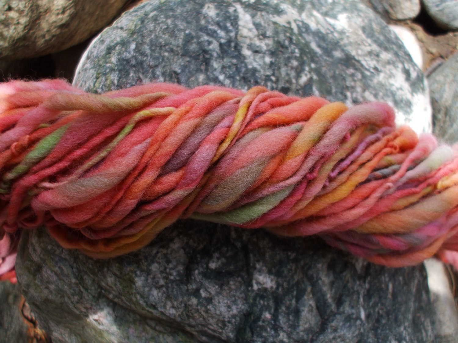 Handspun yarn - Sale yarn - handpainted wool - thick and thin - 2.7 oz. - 66 yards