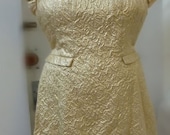 Dazzling gold lurex textured brocade 1960's cocktail dress