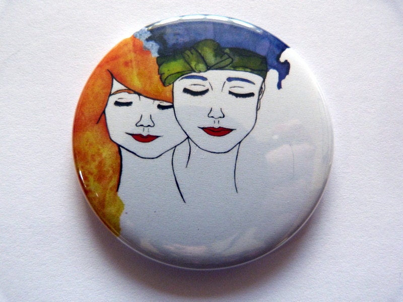 Pocket mirror - girl illustrations - Illustrated mirror