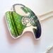 Green vintage telephone necklace - patterned phone - shrink plastic pendant - hand illustrated