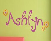 Custom Vinyl Name Decal - Children's Vinyl Wall Art - Teen Vinyl Lettering - Flower Vinyl Decal