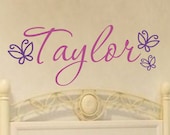 Custom Vinyl Name Decal - Children's Vinyl Wall Art - Teen Vinyl Lettering - Butterfly Vinyl Decal