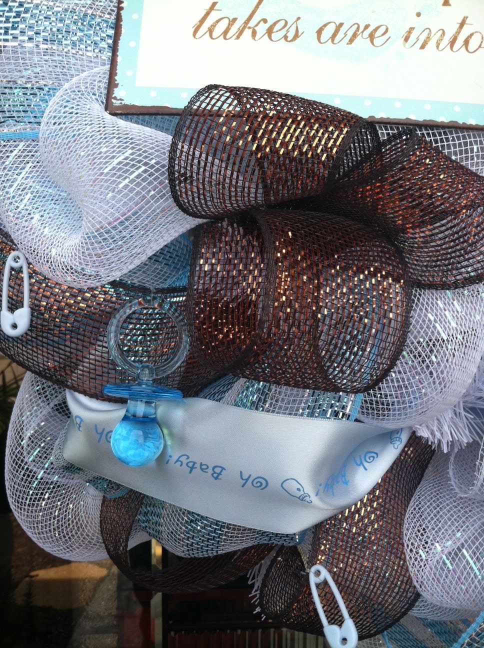Baby Boy deco mesh Wreath