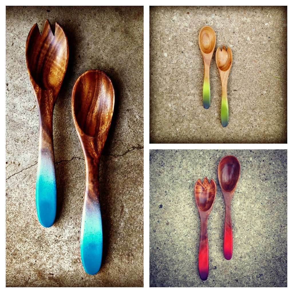 RESERVED for SALES/BELKNAP wedding registry - Salad Servers in Acacia