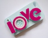 Handmade blue case and Cute-love with mirror cell phone case for iPhone 4 and iphone 4s cover