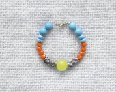 Turquoise, Yellow, Orange and Gold Beaded Bracelet