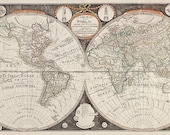 Antique Map of the World (1799) by Thomas Kitchen - 10.5" x 19.0" - Archival Print