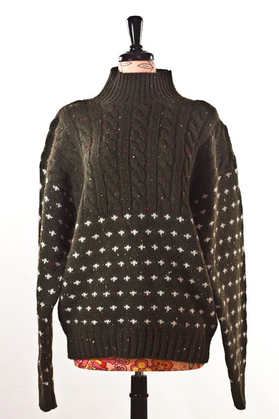 Perry Ellis Sweater /// Printed Green Sweater