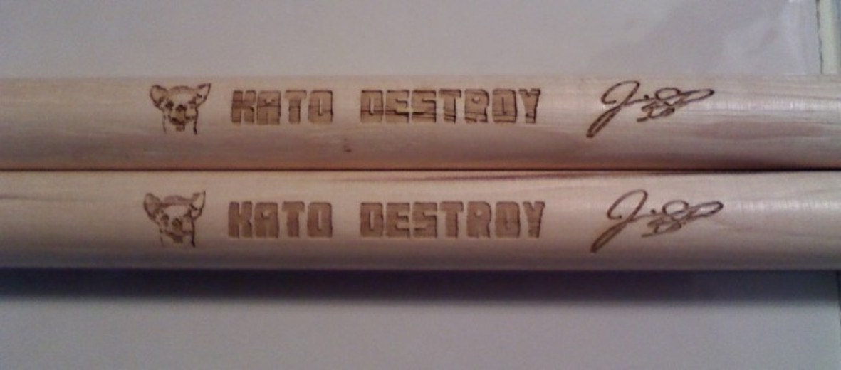 Pair of Custom Etched and Personalized Drumsticks
