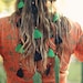 Leather and Feather Native Headband with Green and Black Feathers Hippie Boho Gypsy Temptress - Headpiece / Headdress