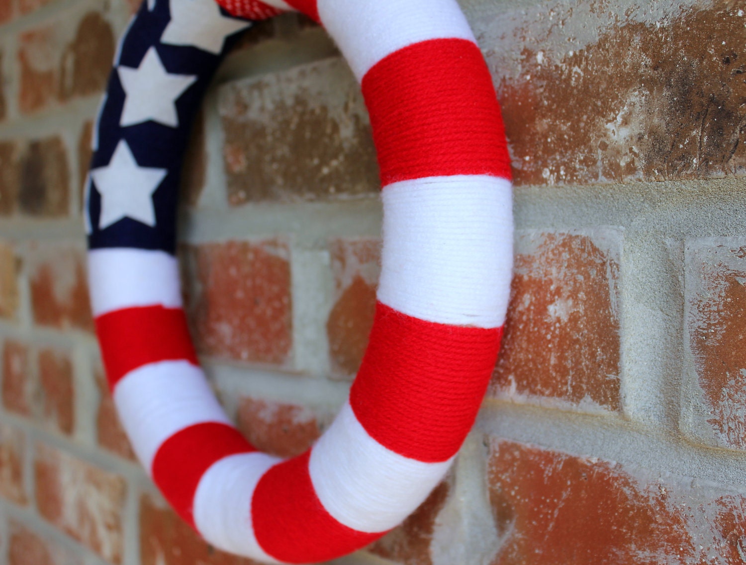 American Flag Yarn wreath. Military wreath. Memorial Day Wreath. Fourth of July Wreath. Independence Day Wreath. Patriotic Wreath.