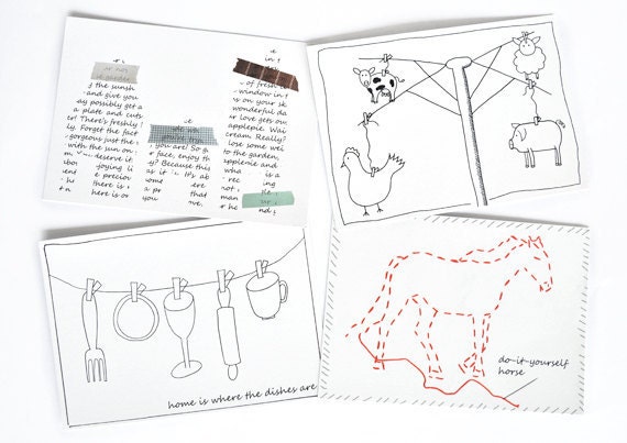 Illustrated postcards set of 4, printed on recycled paper