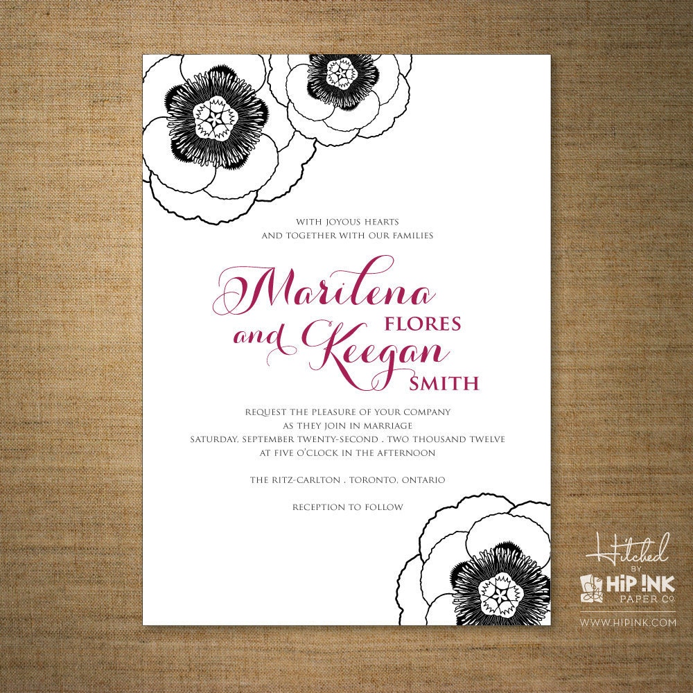 ANEMONE - Modern Anemone Flower Wedding Invitation (SAMPLE)