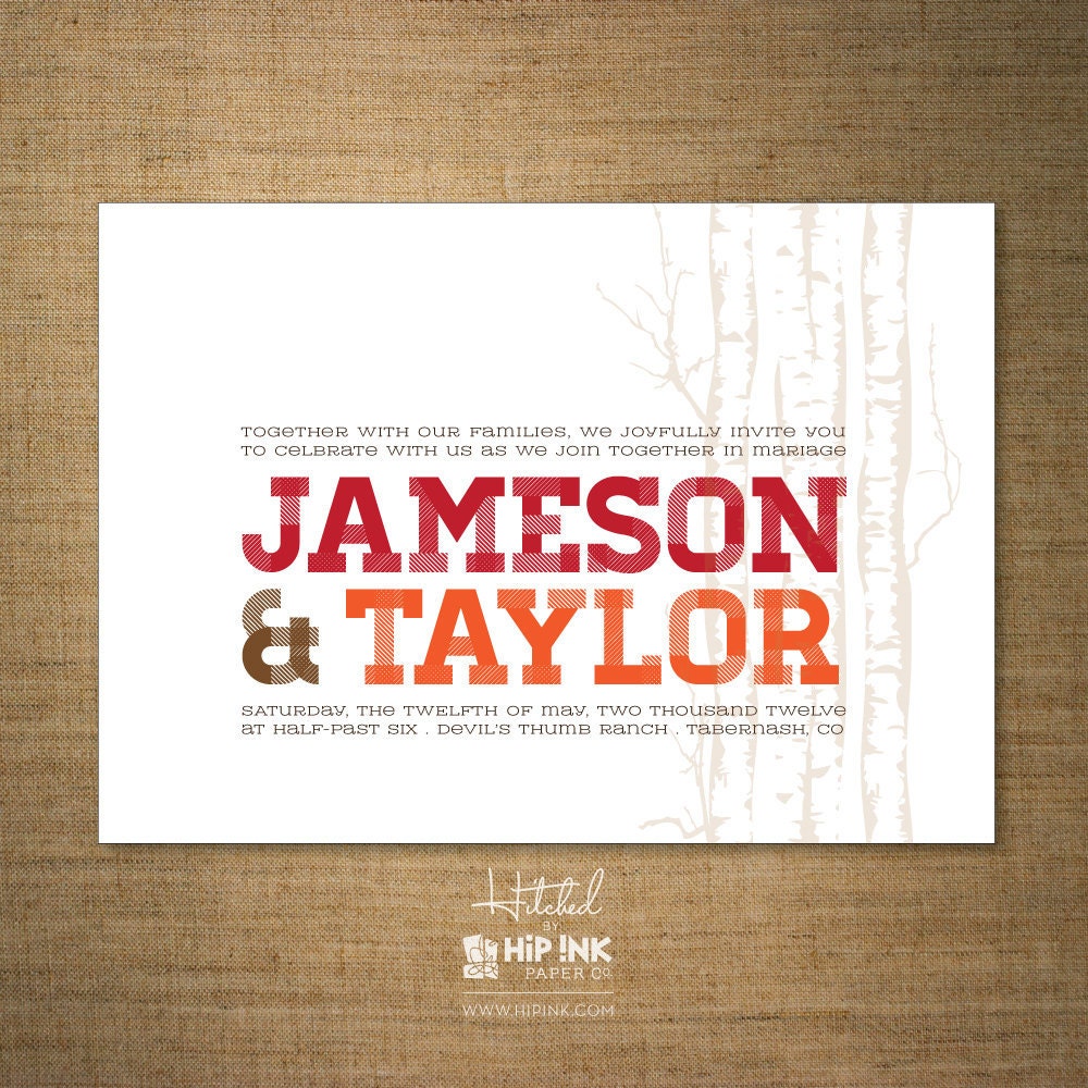 BIRCH - Modern Rustic Outdoor Western Wedding Invitation (DEPOSIT)