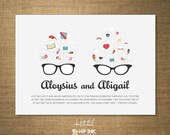 GLASSES - Modern His and Hers Wedding Invitation (SAMPLE)