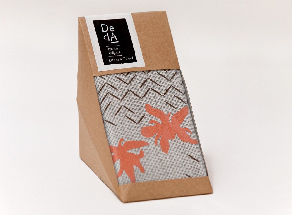 Natural Tea Towel - coffee leaves
