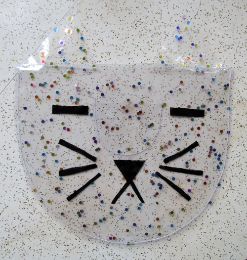 Clear Vinyl with Confetti Cat Pouch Carry-All Bag