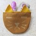 Mustard with Gold Cat Pouch Change Purse