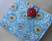 Basic Bifold Wallet - Light Teal and Cream Peacock Feather Print