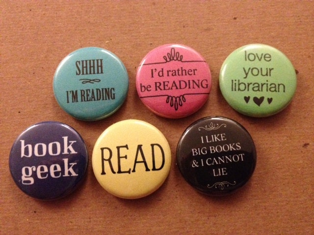 Book Geek buttons - 1" - Choose 6 buttons