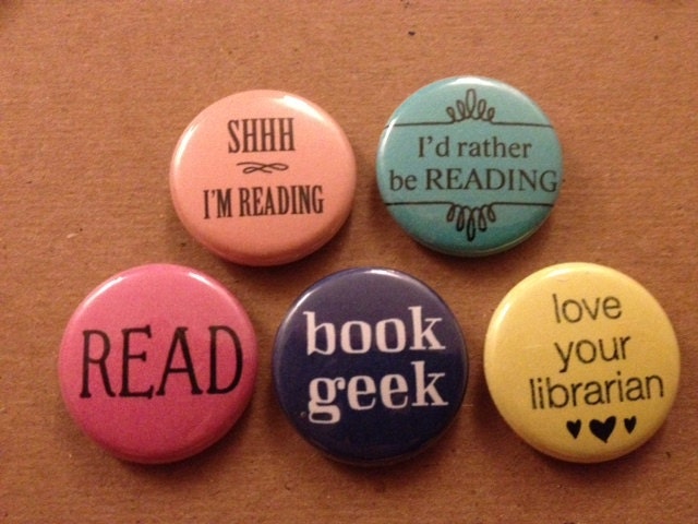 Book Geek buttons - 1" - Choose 5 buttons