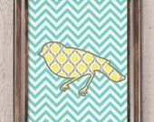 Bird Chevron Digital Printable Wall Art Print 8"x10" (Jpeg File) - V202d - INSTANT DOWNLOAD