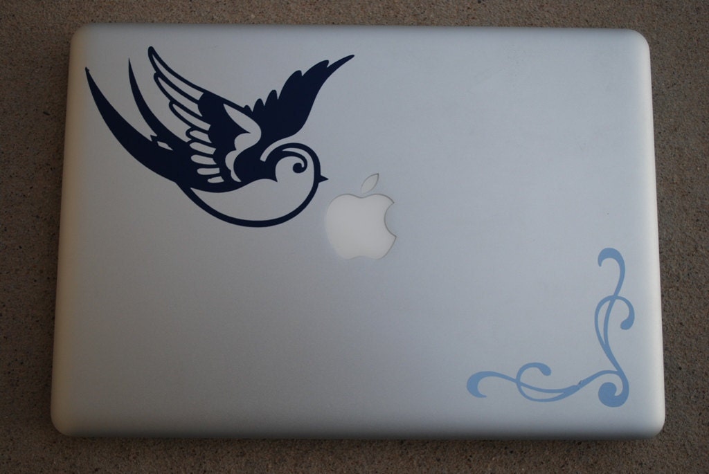 Custom Removable Sparrow Bird Vinyl Decal / Adhesive Sticker for Laptop / Mac / Macbook / iPad