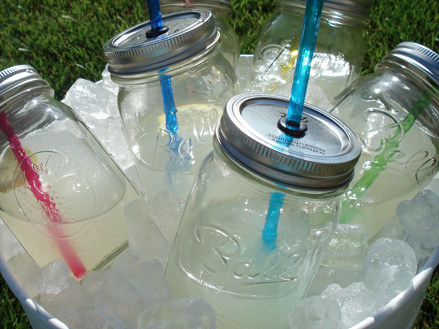 Mason Jar Tumblers Party Sippers RAINBOW (You Pick) Reusable BPA Free Straws FOUR 16oz