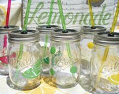 Bittersweet LEMON LIME Real Simple Mason Jar Mix and Match Party Sippers with matching Reusable BPA Free Straw (4)