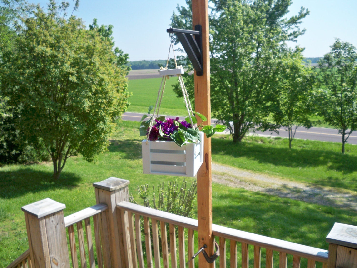 Hanging Flower Pot Planter, Deck Hanging Planter, Patio Hanging Planter, Porch Hanging Planter, Indoor Hanging Planter, Wood Hanging Planter