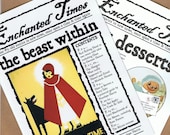 ENCHANTED TIMES 5 - The Beast Within - fairy tale newspaper inc. fiction, cross stitch, reviews, FREE postcard