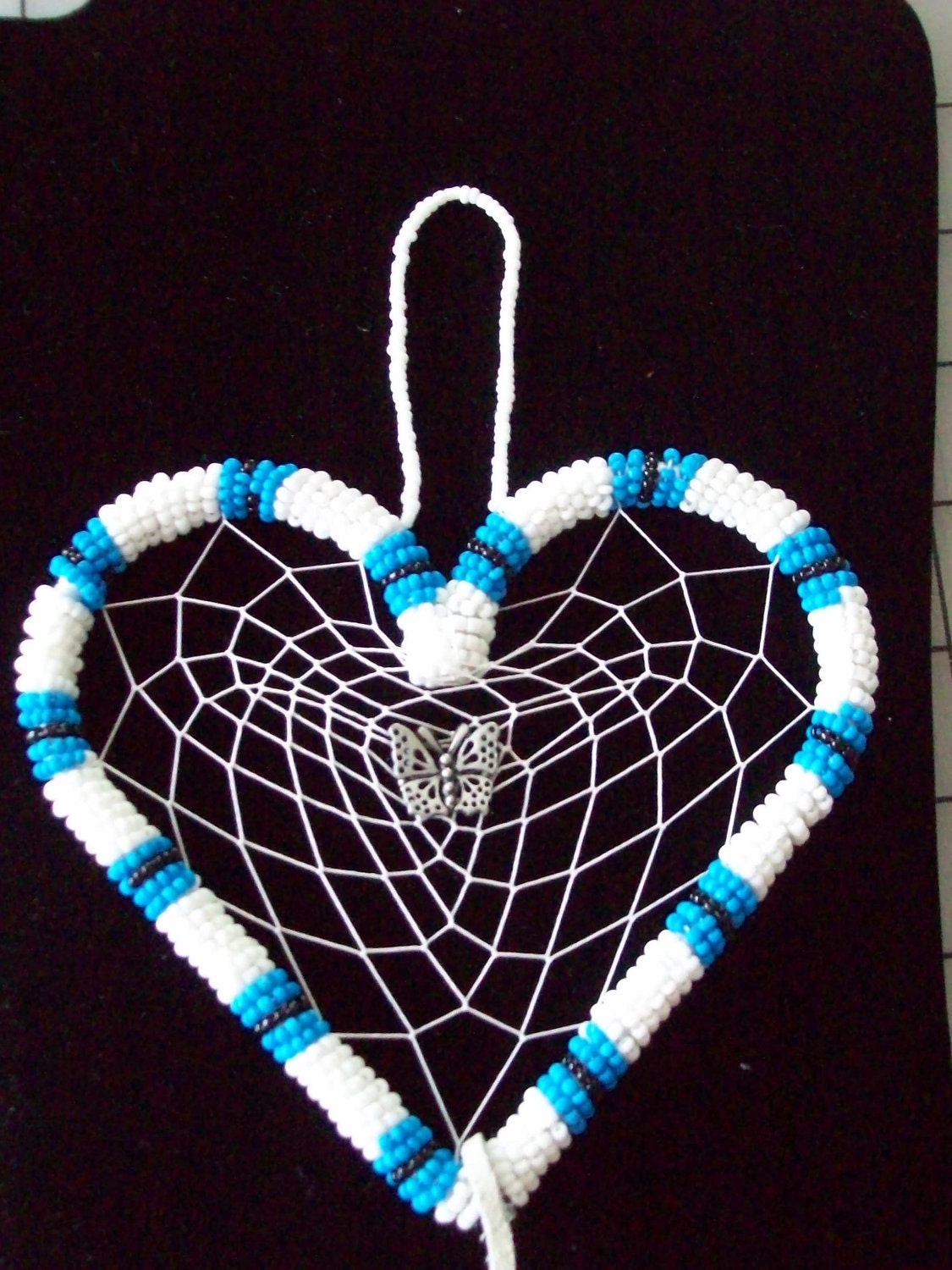 Beaded Heart w/ Butterfly Native American Dream Catcher