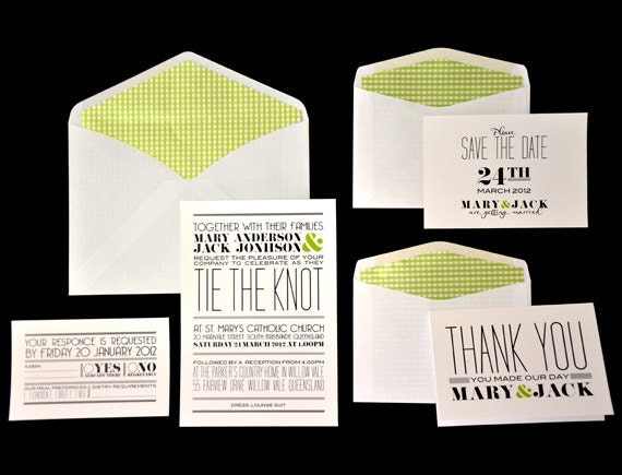 DIY Wedding Invite set - tie the knot